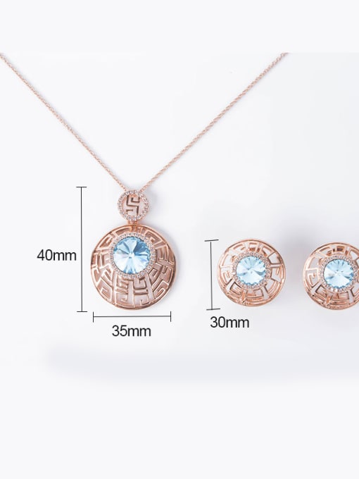 BESTIE Alloy Rose Gold Plated Vintage style Artificial Stone Hollow Two Pieces Jewelry Set 3