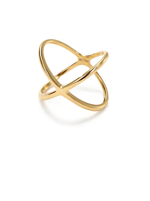 Gold Simple Style Titanium Steel Cross Ring