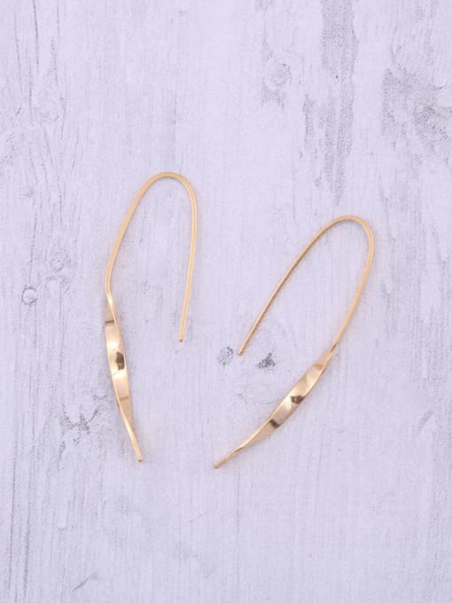 GROSE Titanium With Gold Plated Simplistic Irregular Hook Earrings 0