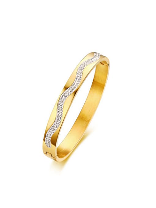 CONG Fashion Gold Plated Wave Shaped Rhinestone Bangle 0