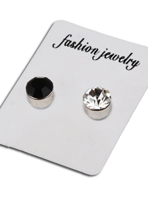 White plus black combination Stainless Steel With Silver Plated Simplistic Round Stud Earrings