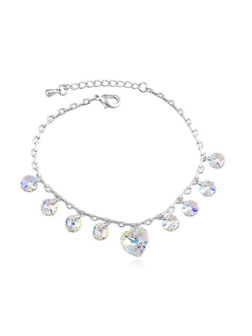 QIANZI Simple Round Heart austrian Crystals Alloy Anklet