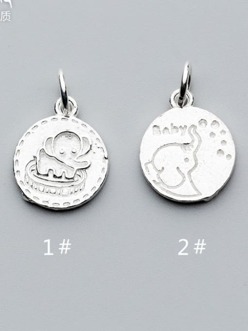 FAN 925 Sterling Silver With Silver Plated Cartoon elephant Round Charms 1