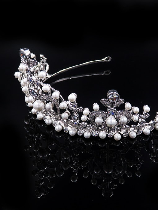 Cong Love Luxury Crown-shape Artificial Pearls Party Wedding Hair Accessories 1