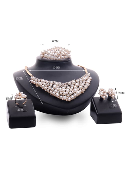 BESTIE Alloy Imitation-gold Plated Fashion Artificial Pearls and Rhinestones Four Pieces Jewelry Set 2