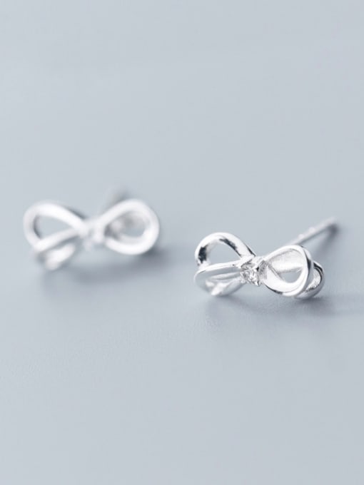Rosh 925 Sterling Silver With Silver Plated Trendy Bowknot Stud Earrings 1