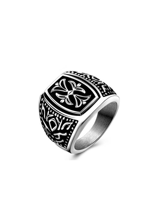 Ronaldo Punk Style Geometric Shaped Flower Pattern Titanium Ring