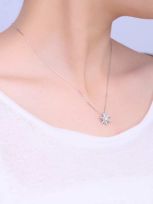 One Silver Delicate Snowflake Necklace 1