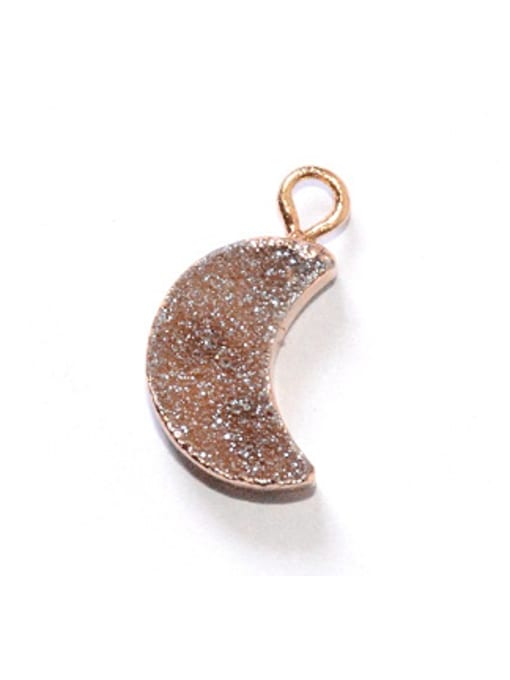 Champagne Simple Moon-shaped Natural Crystal Pendant