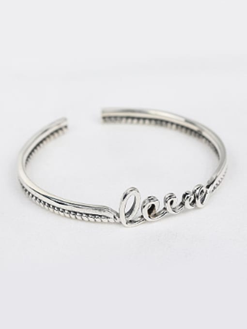 Peng Yuan Retro LOVE Silver Opening Bangle 0