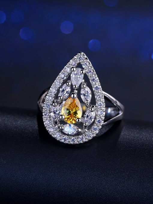 Yellow#7 Fashion Zircons Drop Engagement Ring