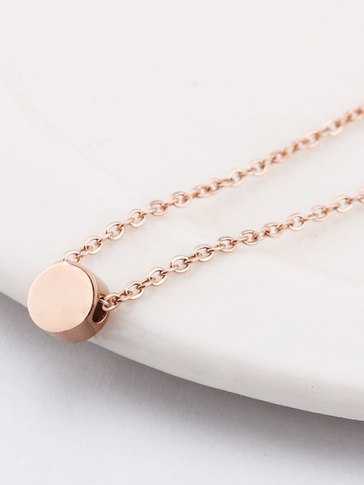 OUXI 18K Rose Gold Titanium Stainless Steel Round-shaped Necklace 2
