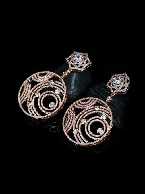 Rose Gold Luxury Micro Pave Zircons Drop Stones