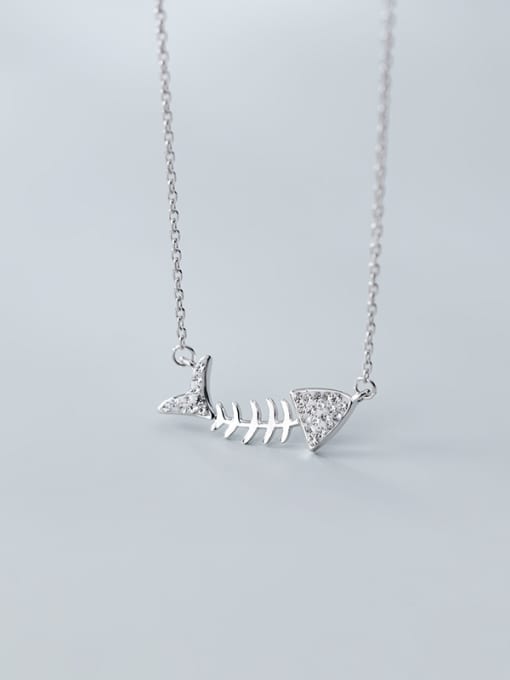 Rosh 925 Sterling Silver With Platinum Plated Simplistic Fish Necklaces 2