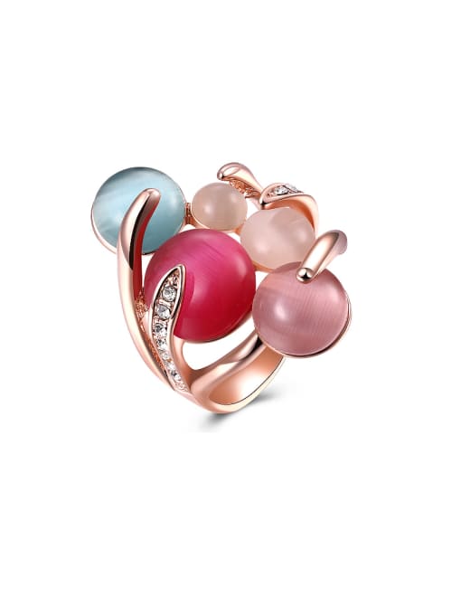 Multi-color Exquisite Rose Gold Semi-precious Women Statement Ring