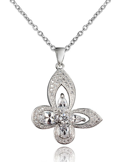 White Gold Creative 18K Gold Plated Butterfly Shaped Zircon Necklace