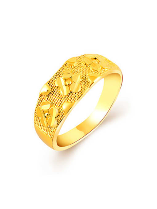 Yi Heng Da Women Luxury Flower Pattern Gold Plated Copper Ring 0
