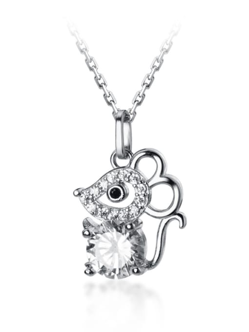 Rosh 925 Sterling Silver With Platinum Plated Cute Mouse Pendant Necklaces 3