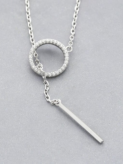 One Silver Simple Circle Zircon Necklace 0