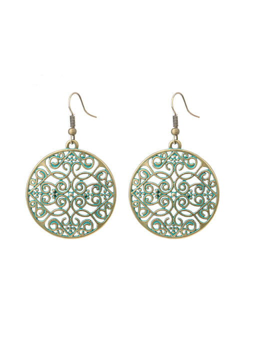 Gujin Personalized Antique Bronze Plated Hollow Round Exaggerated Earrings 0