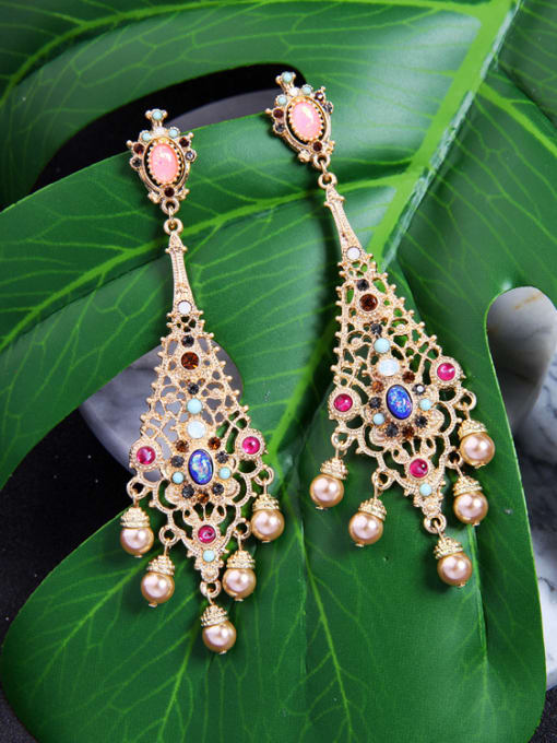 KM Colorful Artificial Pearls Temperament Drop Earrings 1