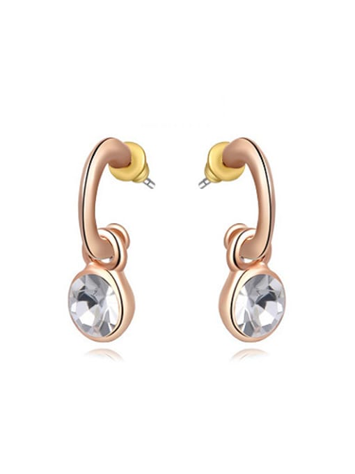 Rose Gold Exquisite Letter C Shaped Austria Crystal Earrings
