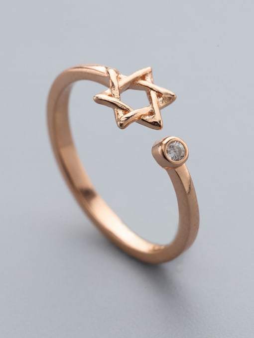 Rose Gold Simple Hollow Star 925 Silver Opening Ring