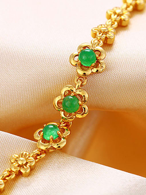 XP Copper Alloy 24K Gold Plated Fashion Classical Flower Gemstone Bracelet 1