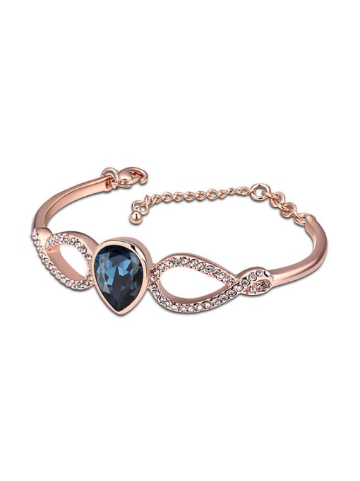 royal blue Simple Rose Gold Plated Water Drop austrian Crystal Bracelet