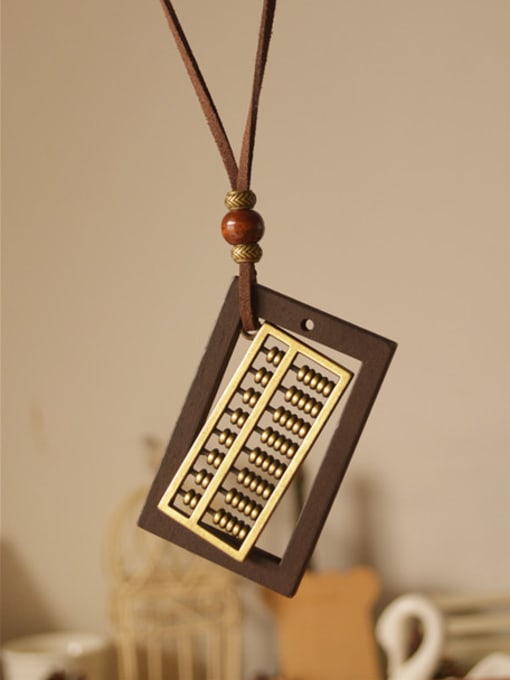 Dandelion Unisex Wooden Abacus Shaped Necklace 0