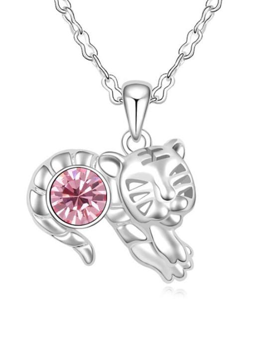 pink Fashion Cubic austrian Crystal Tiger Pendant Alloy Necklace