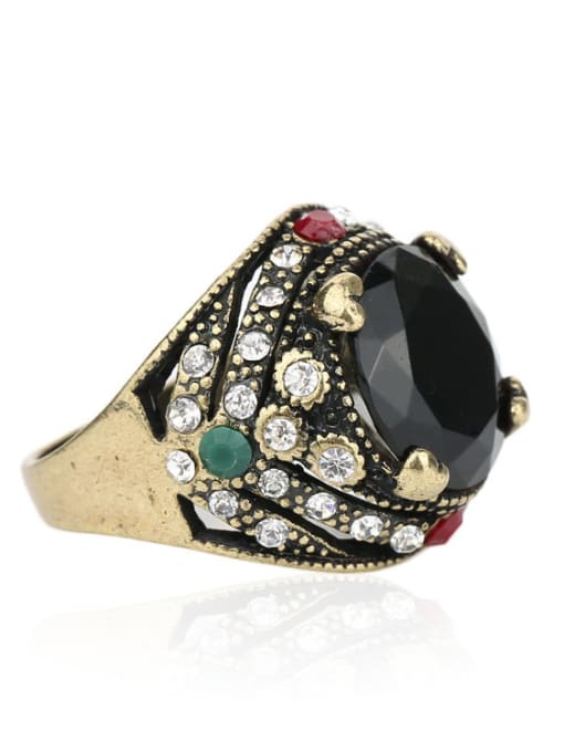 Gujin Retro style Black Round Resin stone Crystals Alloy Ring 2