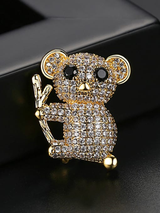 gold-T15E20 Copper With Gold Plated Cute Bear Brooches