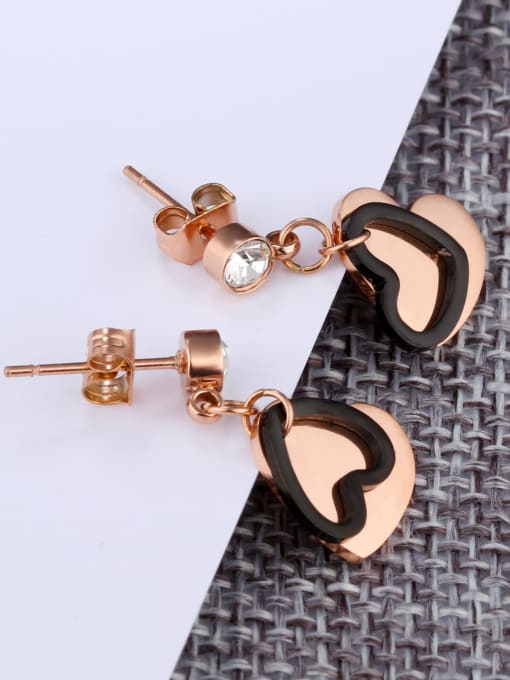 Open Sky Fashion Rhinestones Heart-shaped Titanium Earrings 2