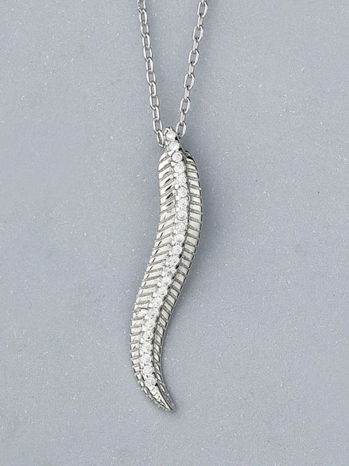 One Silver Feather Shaped Necklace 3