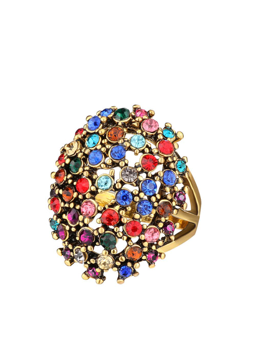 Gujin Exaggerated Hollow Rhinestones Alloy Ring 0