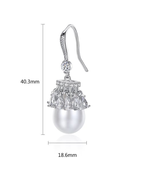 BLING SU Copper With  artificial pearl Trendy Ball Drop Earrings 4