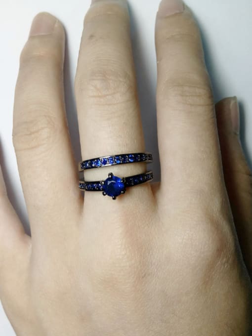 KENYON Fashion Cubic Blue Zirconias Copper Lovers Ring 1
