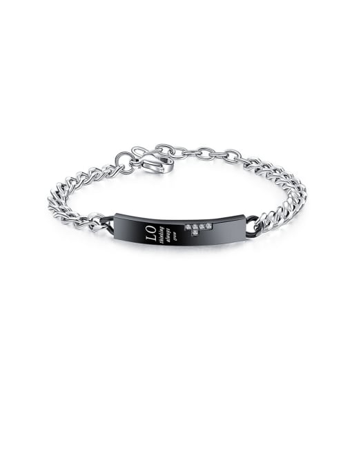 1019-black Stainless Steel With Platinum Plated Simplistic Geometric Bracelets