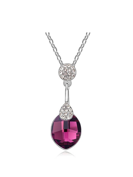 QIANZI Simple Oval austrian Crystals Alloy Necklace