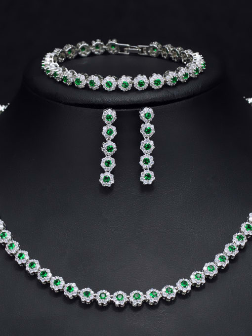Luxury Shine High Quality Zircon Round Necklace Earrings bracelet 3 ...