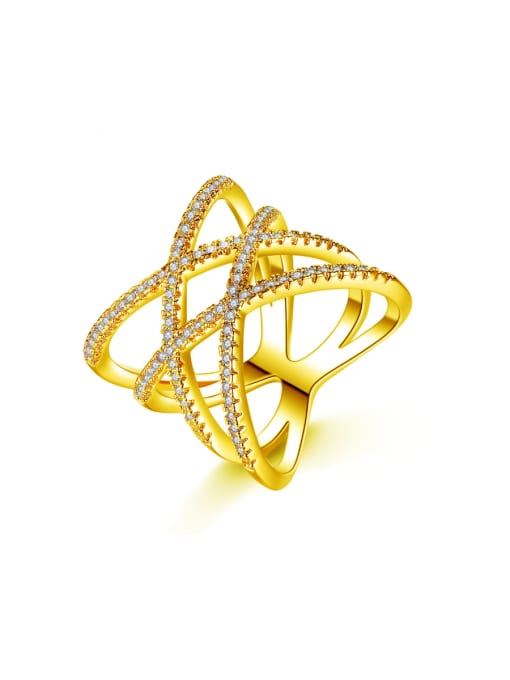 ALI Trend fashion luxurious line cross ring 0