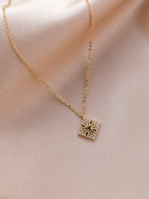 Girlhood Alloy With Gold Plated Simplistic Square Cubic Zirconia Necklaces 2