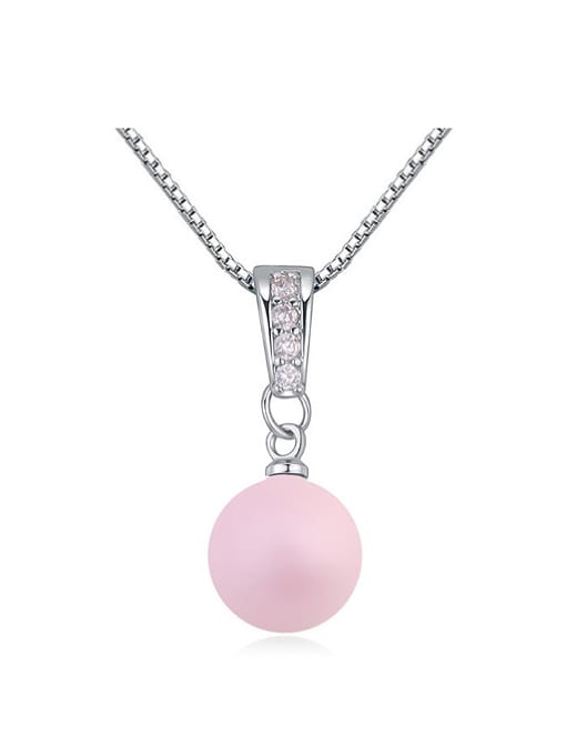 QIANZI Simple Imitation Pearl-accented Crystals Pendant Alloy Necklace 0