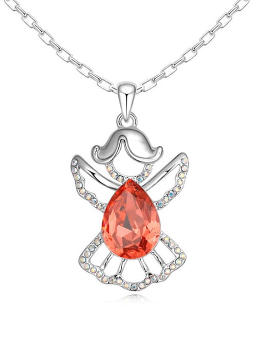 orange Fashion Water Drop austrian Crystal Angel Pendant Alloy Necklace