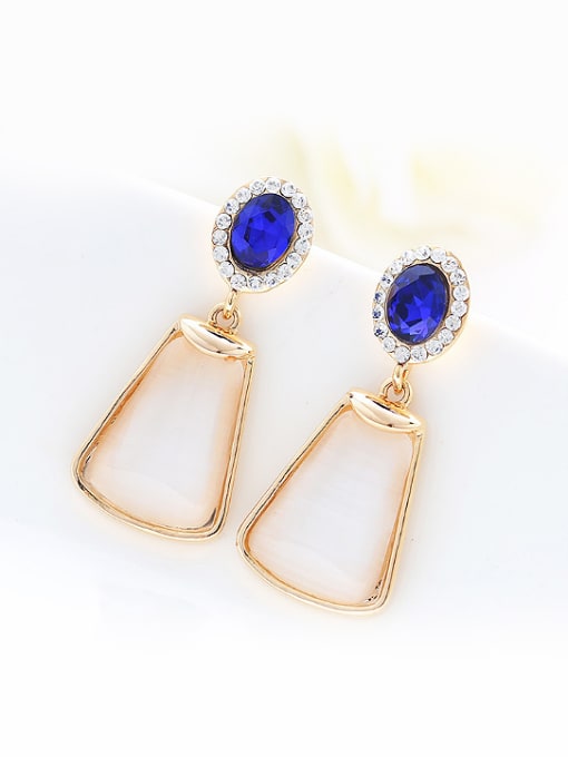 Wei Jia Retro style Geometrical Opal stones Rhinestones Alloy Stud Earrings 0