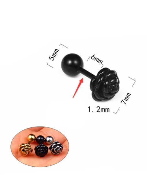 BSL Stainless Steel With Black Gun Plated Classic Rosary Stud Earrings 2