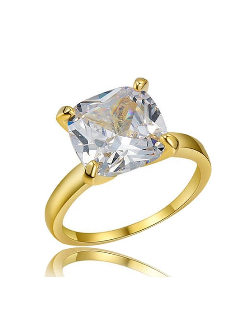 KENYON Simple White Zircon Gold Plated Copper Ring 0