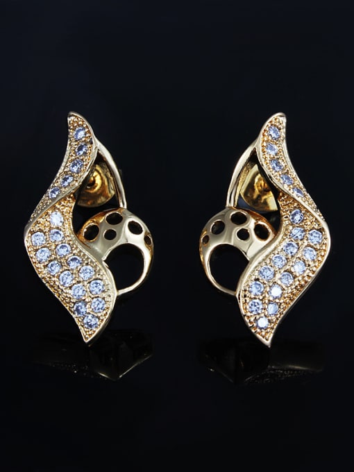SANTIAGO Creative 18K Gold Plated Geometric Shaped Zircon Stud Earrings 0
