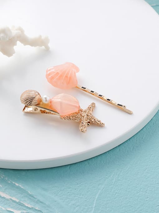 C pink (starfish shell) Alloy With Resin  Fashion Starfish shell  Barrettes & Clips
